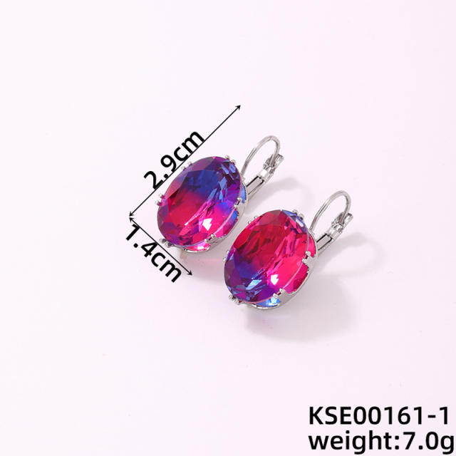 Elegant oval shape cubic zircon easy match earrings