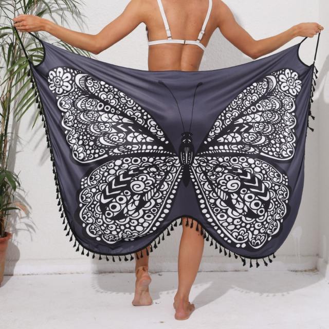 Hot sale butterfly pattern beach cover up swimsuit cover up dress