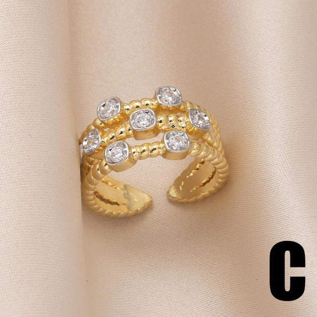 Delicate cubic zircon diamond gold plated copper finger rings