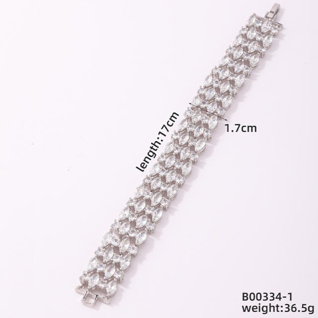 Luxury full of colorful cubic zircon wide size tennis bracelet