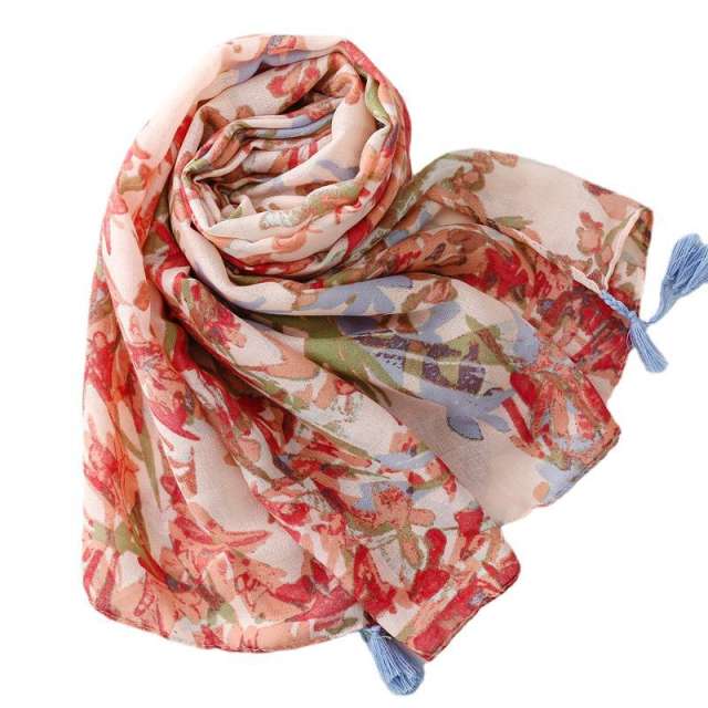 Spring summer floral pattern fashion scarf
