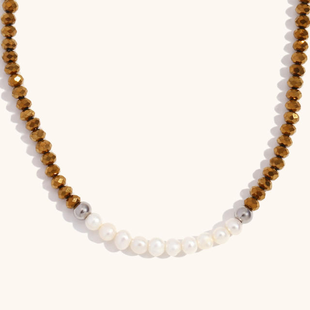 18KG dark color waterpearl crystal beaded necklace collection