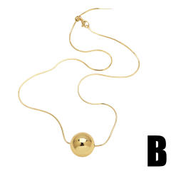 Chunky heart ball bead pendant gold plated copper necklace