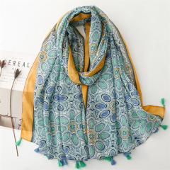 Hot sale fresh green color mix yellow color fashion scarf