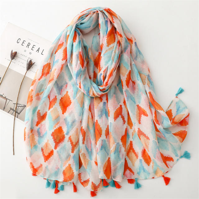 Spring summer geometric pattern fashion scarf