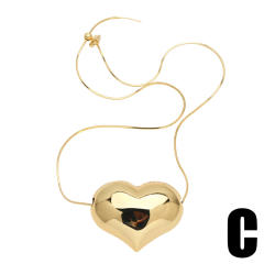 Chunky heart ball bead pendant gold plated copper necklace