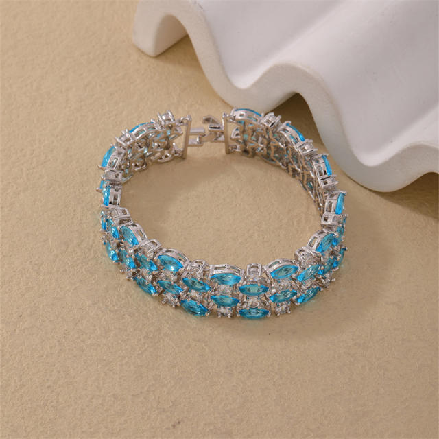 Luxury full of colorful cubic zircon wide size tennis bracelet