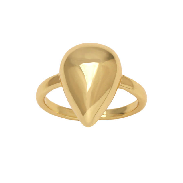 Hot sale chunky waterdrop gold plated copper finger rings