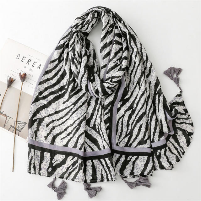 Spring summer classic zebra pattern fashion scarf