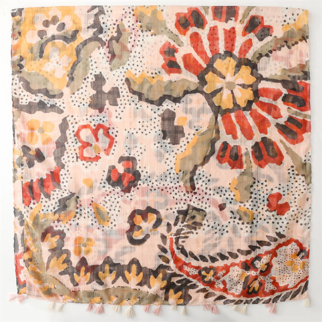 Spring summer flower pattern vintage fashion scarf
