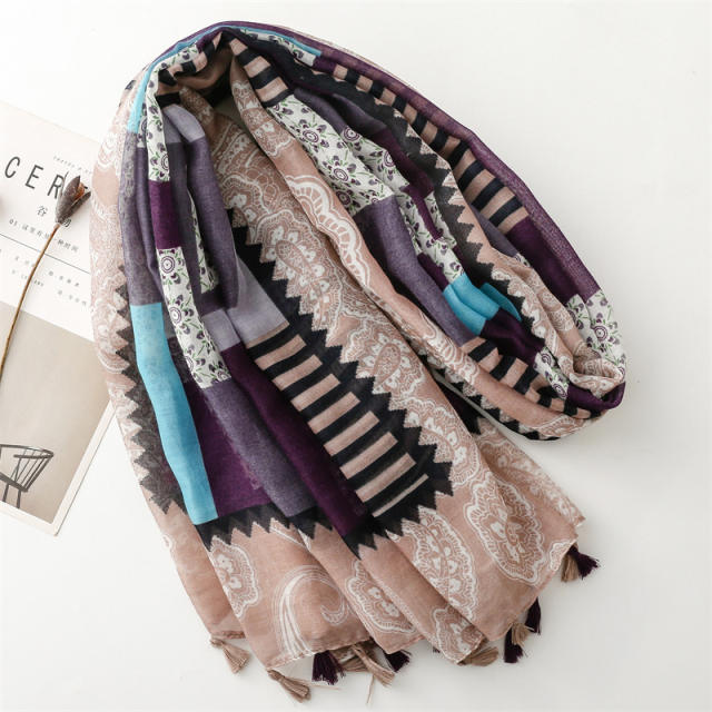 Vintage brown color pattern fashion scarf