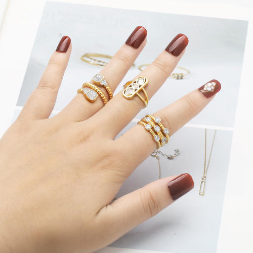 Delicate cubic zircon diamond gold plated copper finger rings