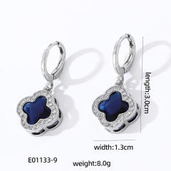 Delicate colorful clover diamodn gold plated copper earrings