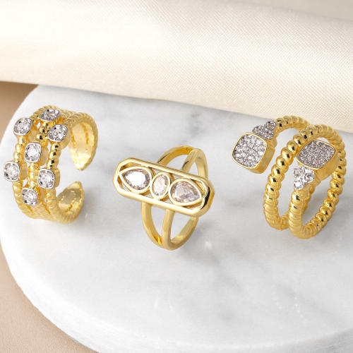 Delicate cubic zircon diamond gold plated copper finger rings