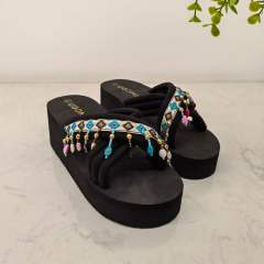 Boho national trend tassel flat slippers platform slippers