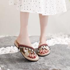 Boho national trend tassel flat slippers platform slippers