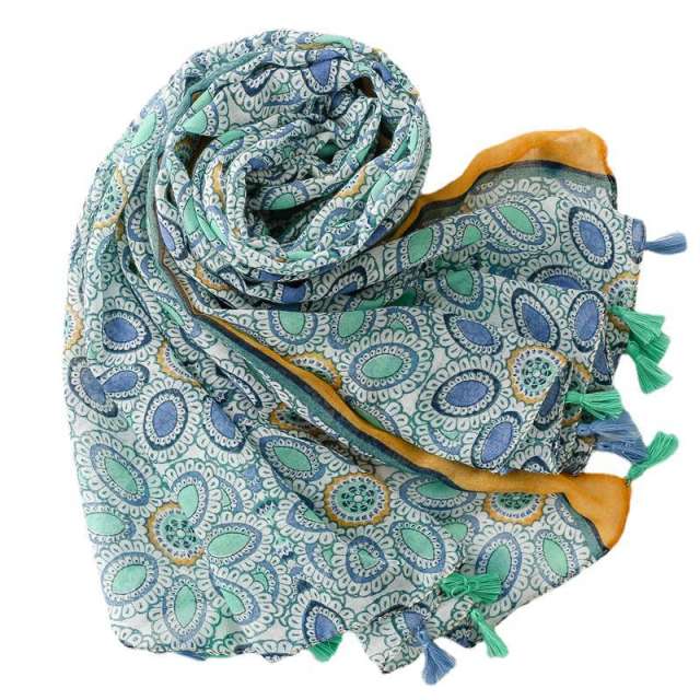 Hot sale fresh green color mix yellow color fashion scarf