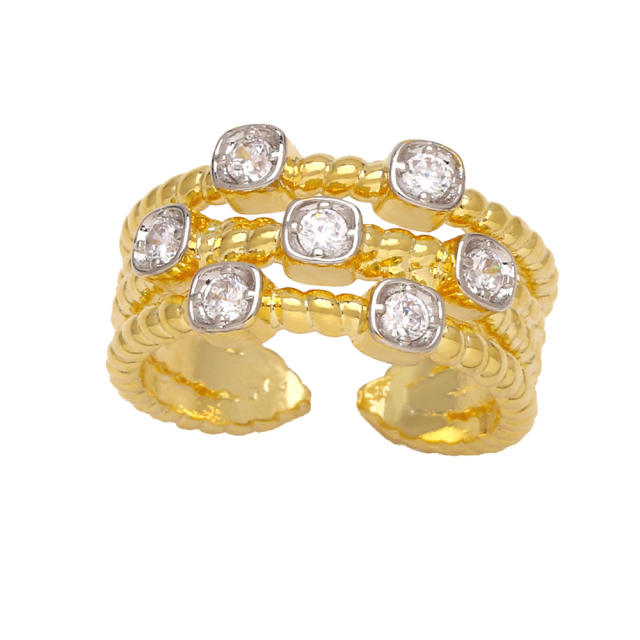 Delicate cubic zircon diamond gold plated copper finger rings