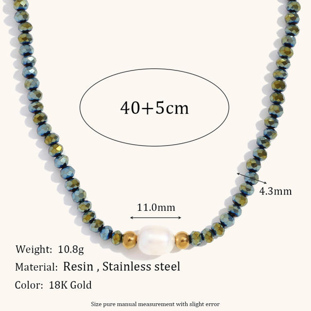 18KG dark color water pearl crystal beaded necklace collection