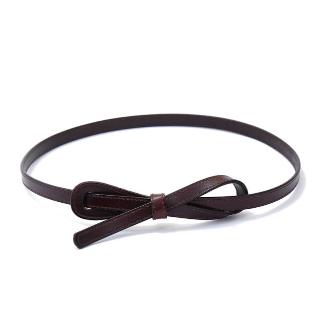 Vintage knotted bow women pu leather belt