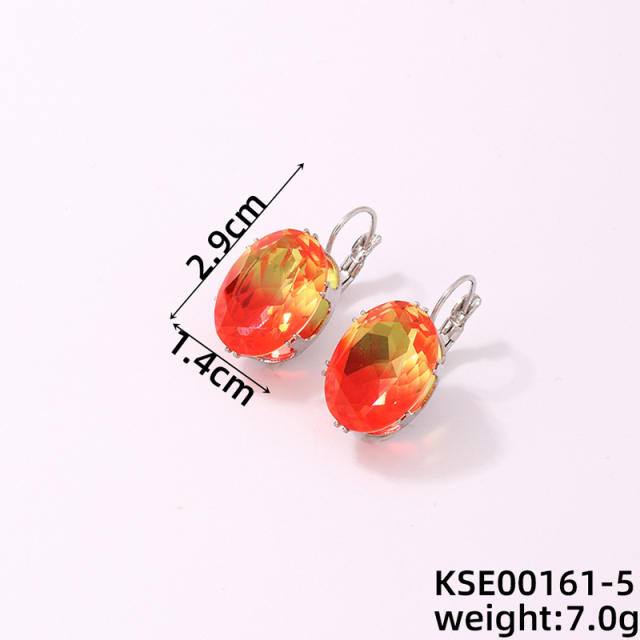 Elegant oval shape cubic zircon easy match earrings