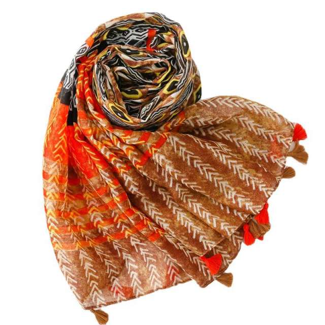 Boho bright color pattern fashion scarf for spring summer