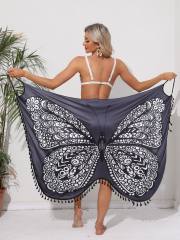 Hot sale butterfly pattern beach cover up swimsuit cover up dress