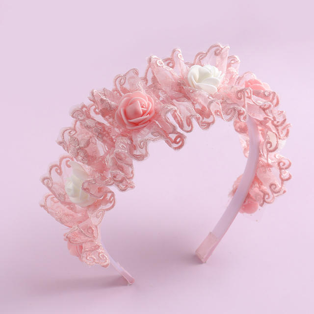 Creative pink color flower headband collection