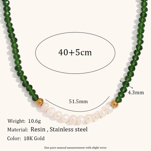18KG crystal waterpearl beaded green color necklace collection