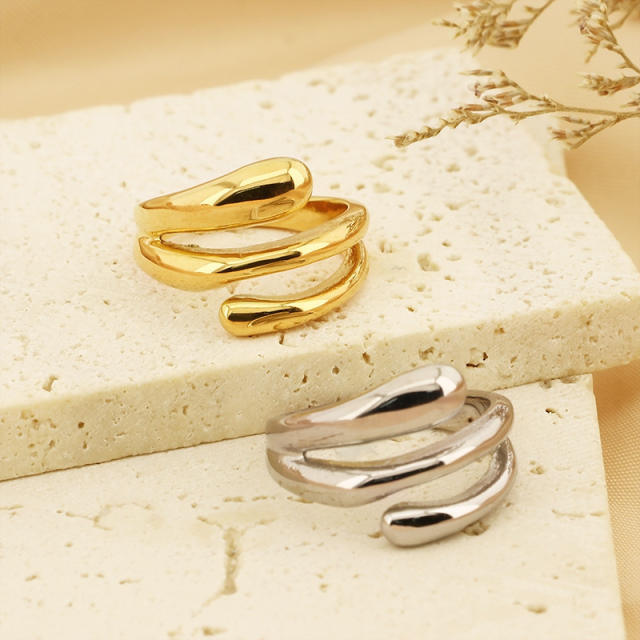 Creaitve geometic line design stainless steel finger rings collection