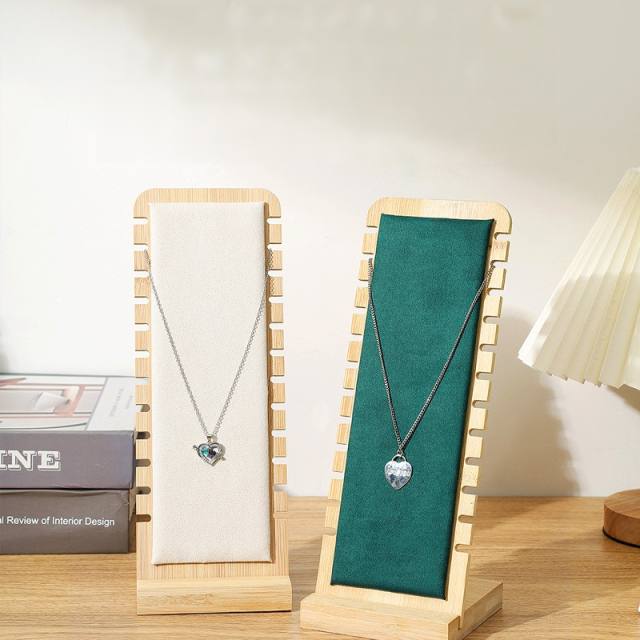 Hot sale multi layer velvet wood necklace display stand