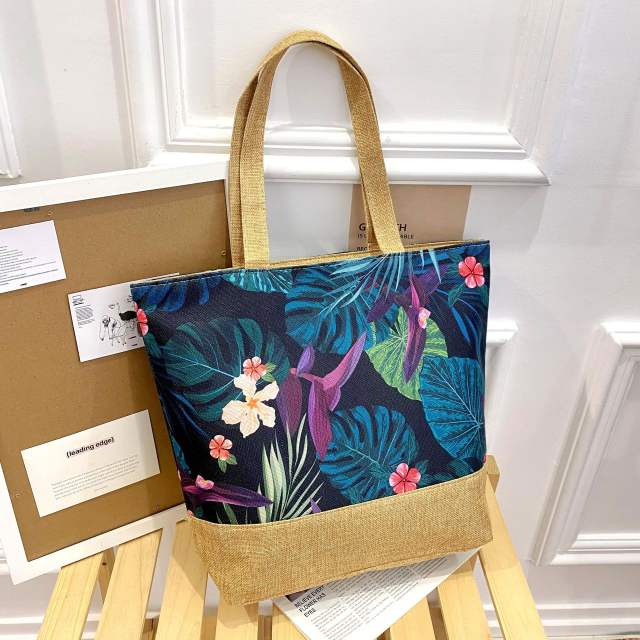 Boho holiday trend natural pattern canvas beach bag tote bag