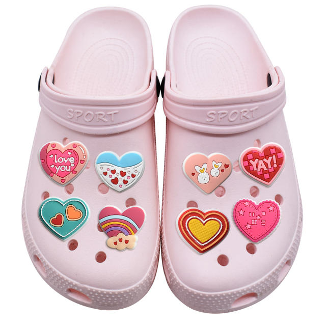 Cute cartoon heart shape PVC material shoes accessory