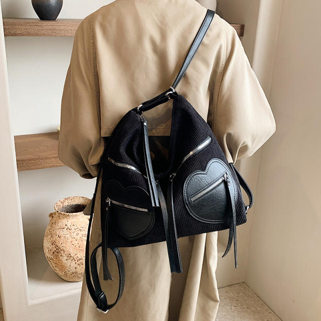 Elegant easy match heart pattern PU leather women tote bag