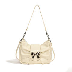 Sweet fold bow symbol PU leather women shoudler bag