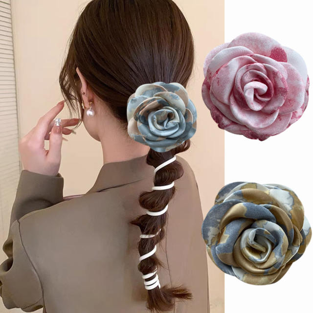 French holiday trend tie dye flower hair ties for women