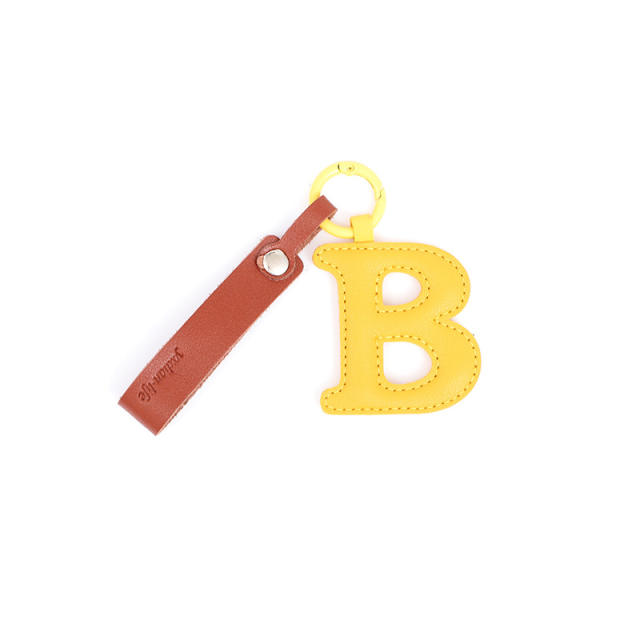 Creative PU leather colorful initial letter keychain