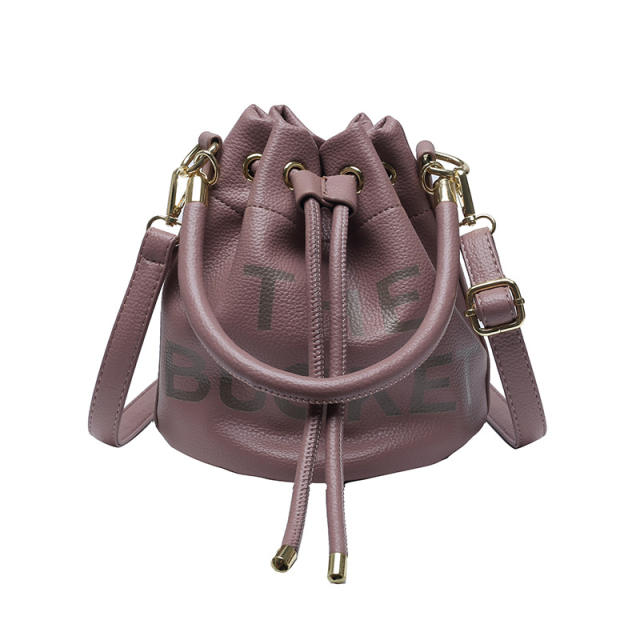 Springs summer candy color PU leather bucket bag