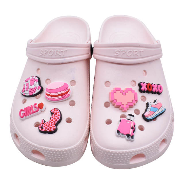 Pink color series summer PVC material shoes accessory