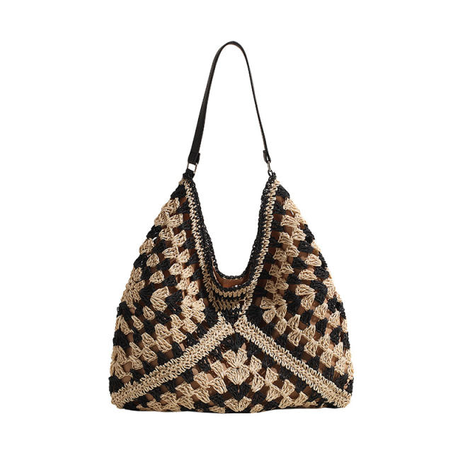 Holiday trend knitted large size shoulder bag beach bag