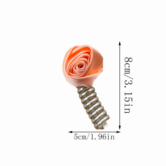 Satin rose flower unique sweet hair ties for women