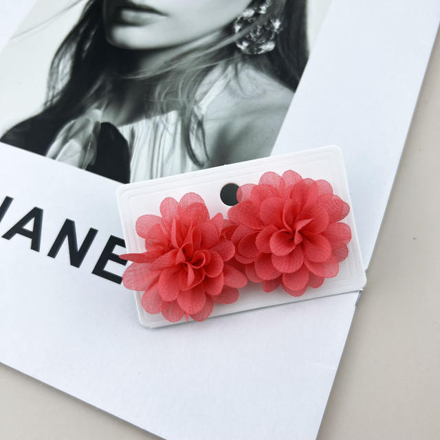 Colorful summer chiffon flower studs earrings holiday earrings