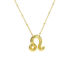 Chunky zodiac charm gold plated copper pendant necklace bubble necklace