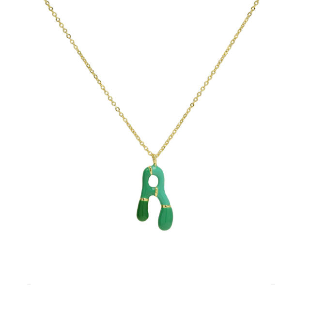 Spring summer enamel bubble initial letter charm copper material necklace