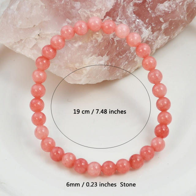 Spring summer sweet pink agate bead bracelet natural stone bracelet