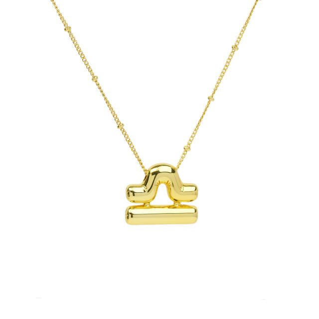 Chunky zodiac charm gold plated copper pendant necklace bubble necklace