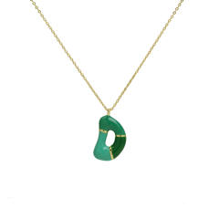 Spring summer enamel bubble initial letter charm copper material necklace