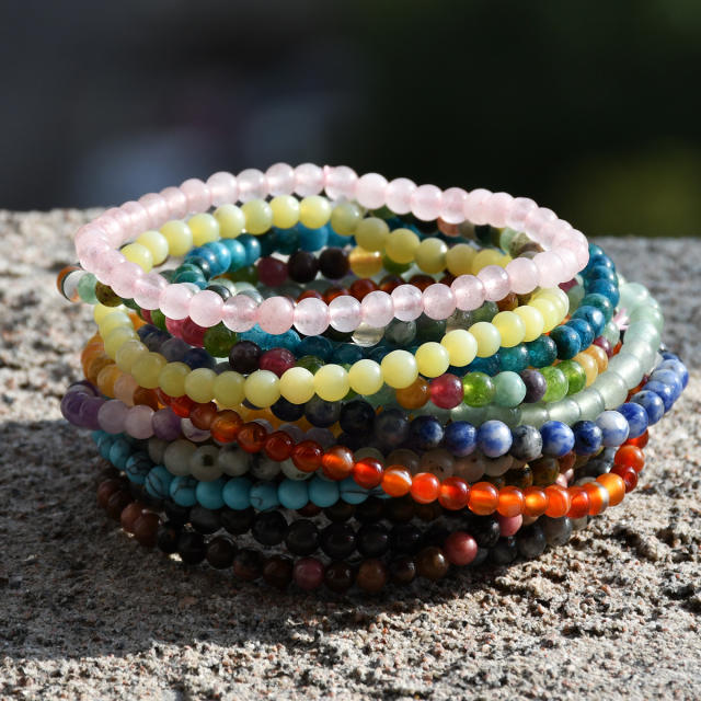 4mm natural stone beaded bracelet