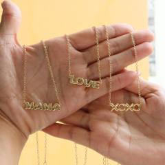 18KG copper chunky LOVE MAMA XOXO pendant necklace
