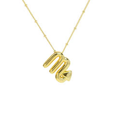 Chunky zodiac charm gold plated copper pendant necklace bubble necklace